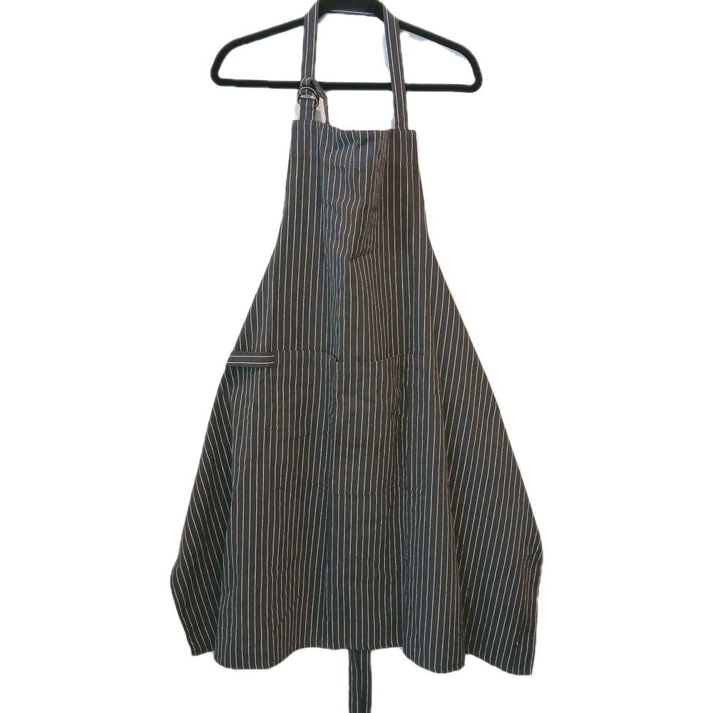 Kay Dee Designs Full Apron Cotton Gray w/Stripes Pockets Grill Master Chef Large
